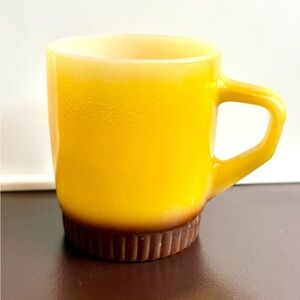 Vintage FireKing Mug - Yellow & Brown